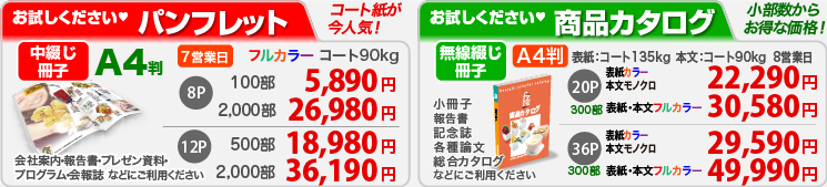 中綴じ冊子・無線綴じ冊子