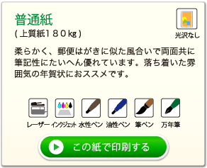 普通紙はがき（上質１８０kg)
