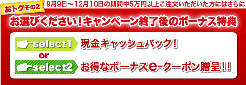 お選びください！キャンペーン終了後のボーナス特典