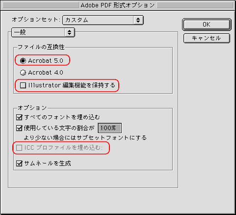 PDF形式オプション